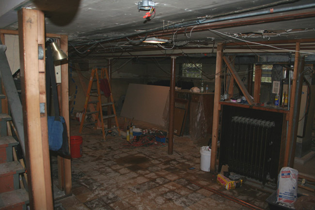 Basement living room before