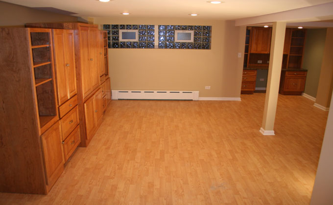 Basement living room after