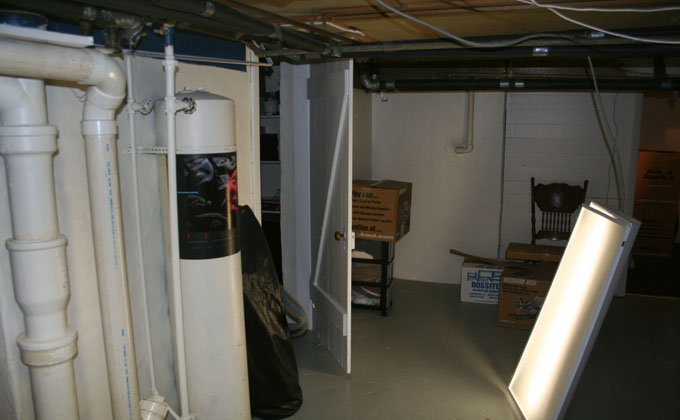 Basement office space before